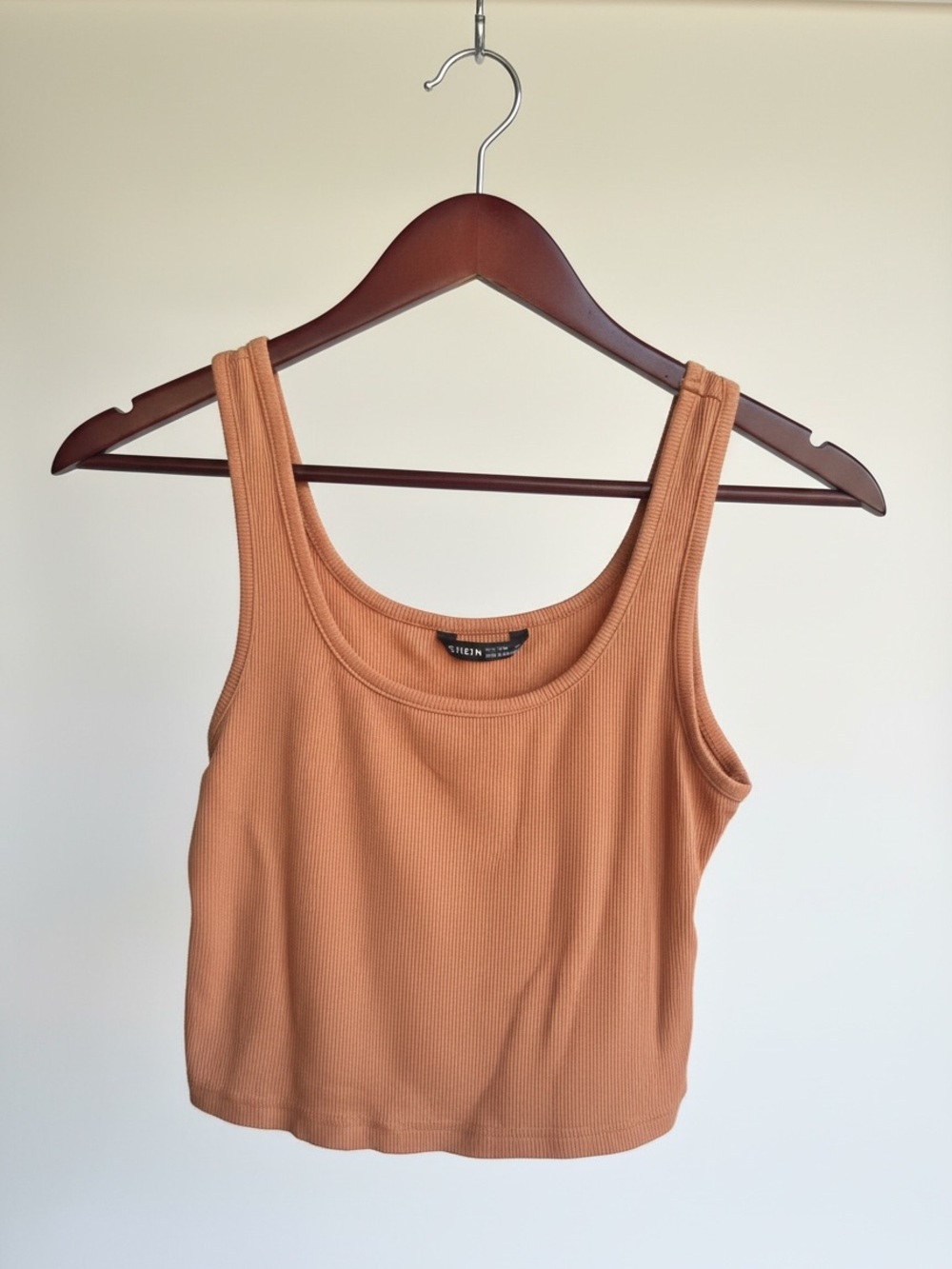 SHEIN Cropped Ribbed Tank Top in Terracotta